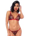 Ensemble 2 pièces noir et rouge à coeurs - MAL8899BLR