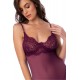 Nuisette en dentelle bordeaux et string assorti - MAL7554WINE