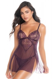 Nuisette couleur mûre et string assorti - MAL7552MULB