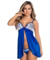 Babydoll et string bleu - MAL7563FABL