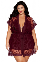 Nuisette et peignoir grande taille couleur aubergine - DG13666XCHE