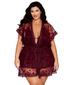 Nuisette et peignoir grande taille couleur aubergine - DG13666XCHE