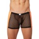 Boxer noir filet avec côtés simili cuir orange