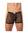 Boxer noir filet avec côtés simili cuir orange